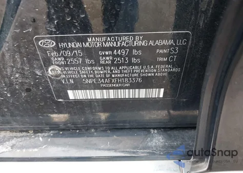 2015 Hyundai Sonata Sport from USA, damaged, VIN 5NPE34AFXFH183376